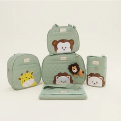 Kit De Bolsa Mala Maternidade 5 Peças Completo Safari
