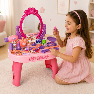 Penteadeira Infantil Princesas Com Espelho Kit Completo 30 Peças Brinquedo