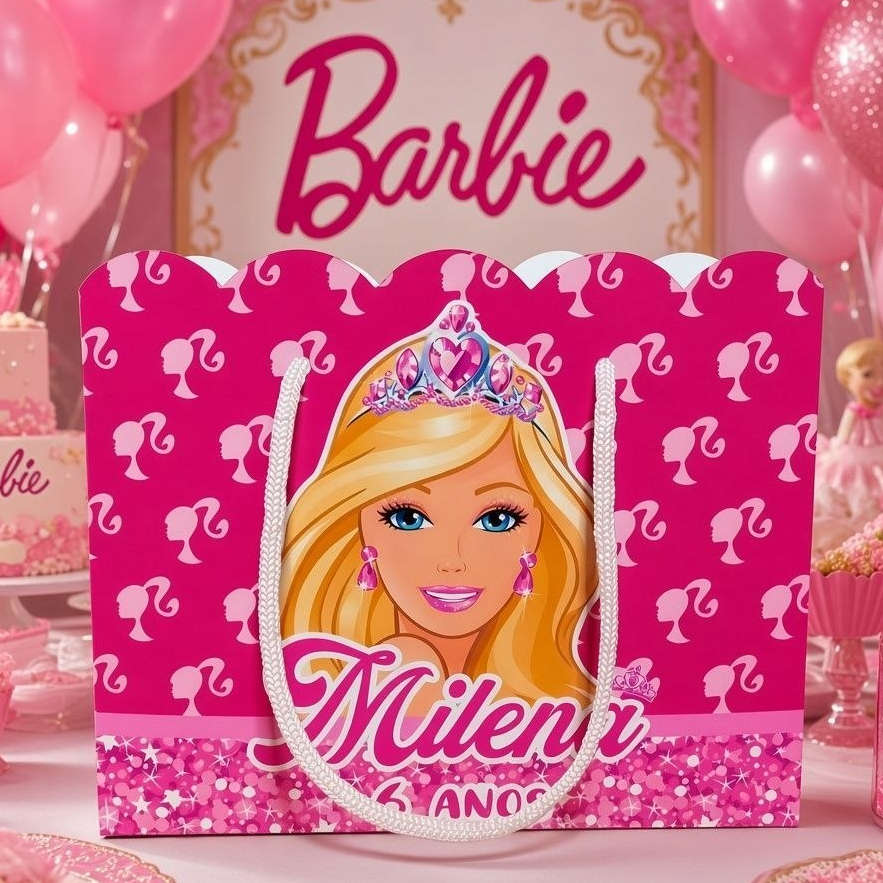 Sacolinhas Surpresa Personalizada (20x15cm) Festa Infantil PEGUE E MONTE | Lembrancinha | BARBIE