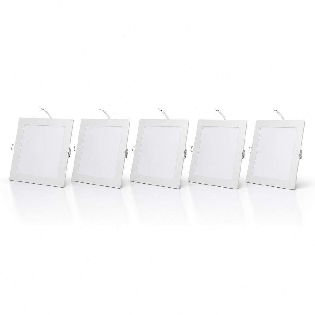 Kit 5 plafon painel LED 18W 6500K Embutir Quadrado Pop Light
