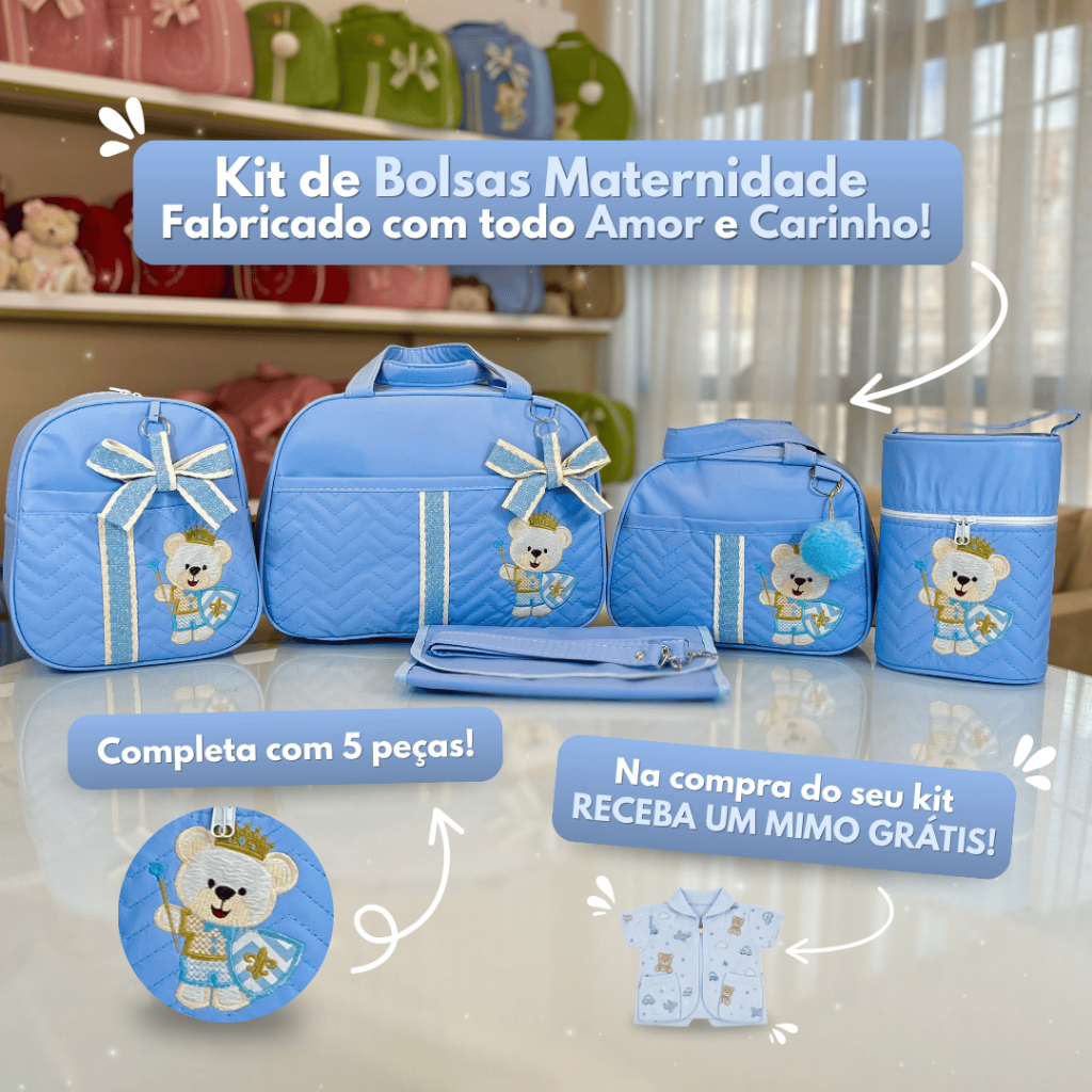 Kit Maternidade Multiuso Completo com 5 peças e Mochila para Bebês