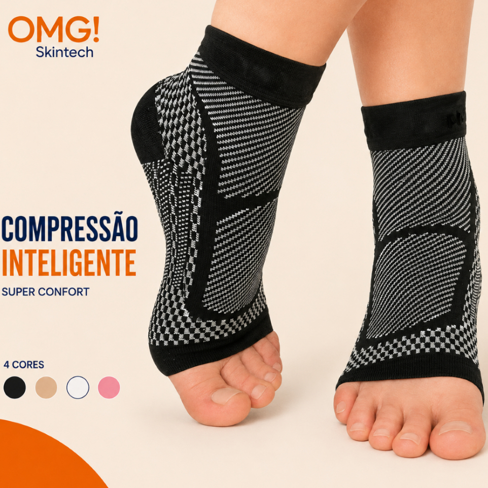 Par De Meias Ortopédica De Alta Compressão Tornozelo para Alivio de Dores e Inchaço - OMG! Skintech