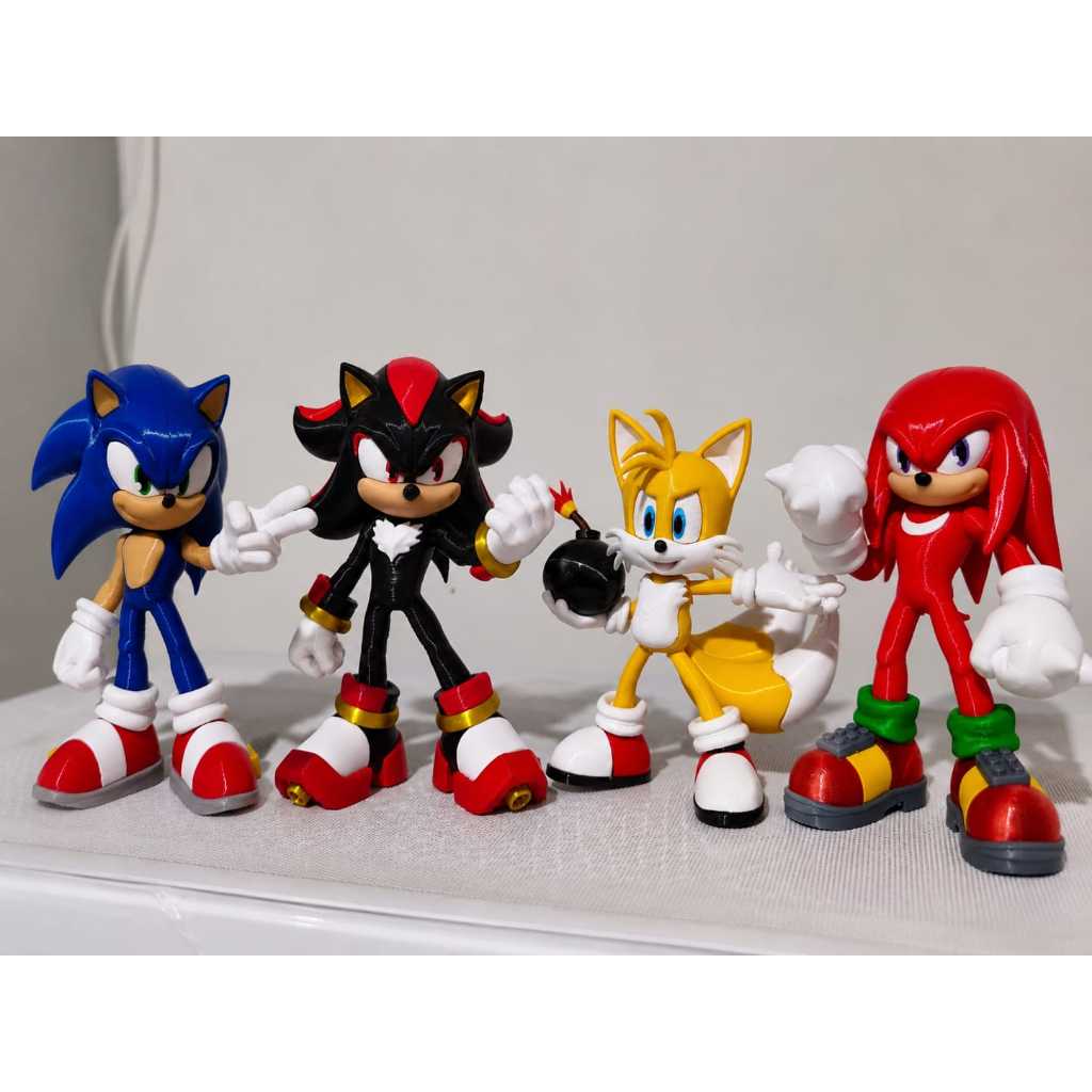 Bonecos Sonic-Shadow-Tails-Knucles-Ammy-Dr. Eggman- The Hedgehog 14 cm – Impressão 3D Colecionável