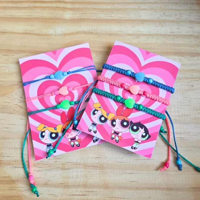 Trio Pulseiras da Amizade Meninas Super Poderosas (Brilha no escuro!)