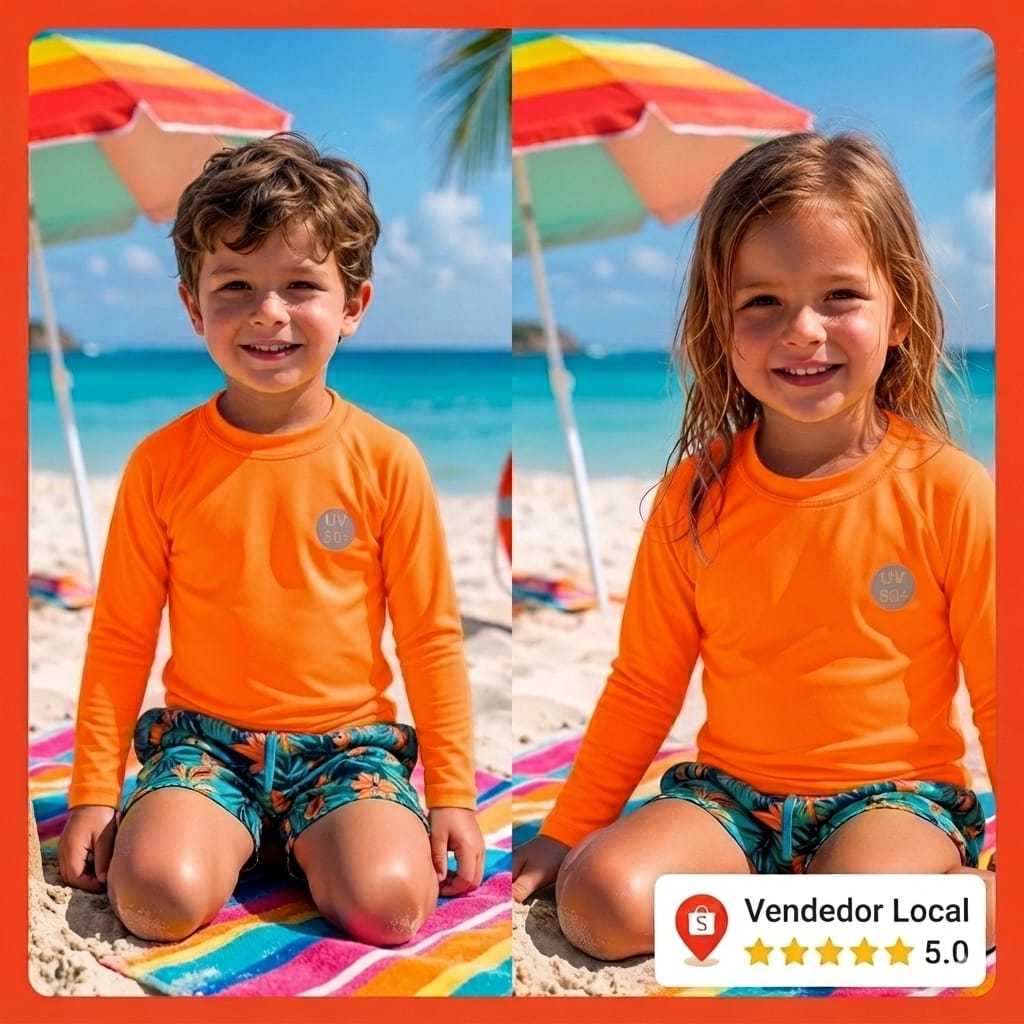 camiseta térmica infantil UV50 proteção solar do tamanho 2 ao tamanho 14