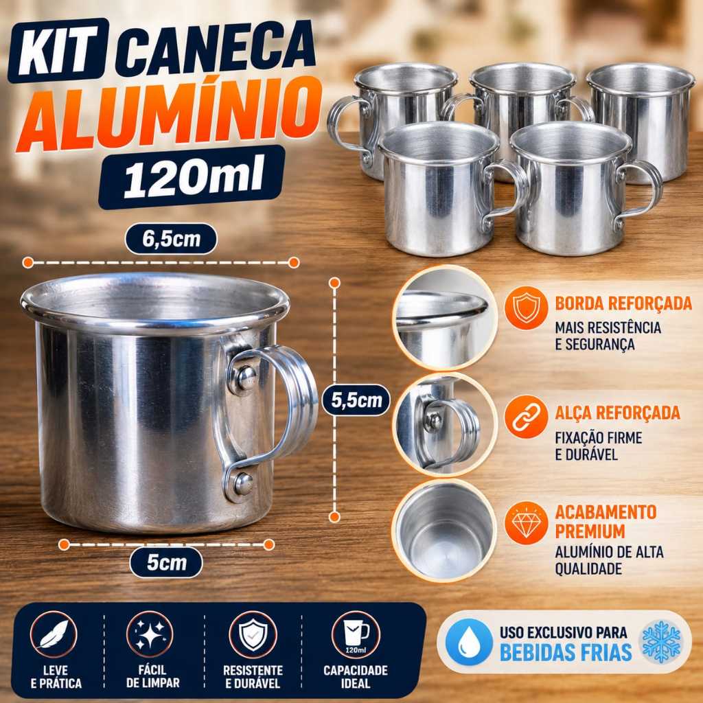 Kit 10/20/30 Canecas Alumínio 120ml Personalizada á Laser Reforçada Resistente para Bebidas Frias, Lembrancinhas — imagem 2 de 2