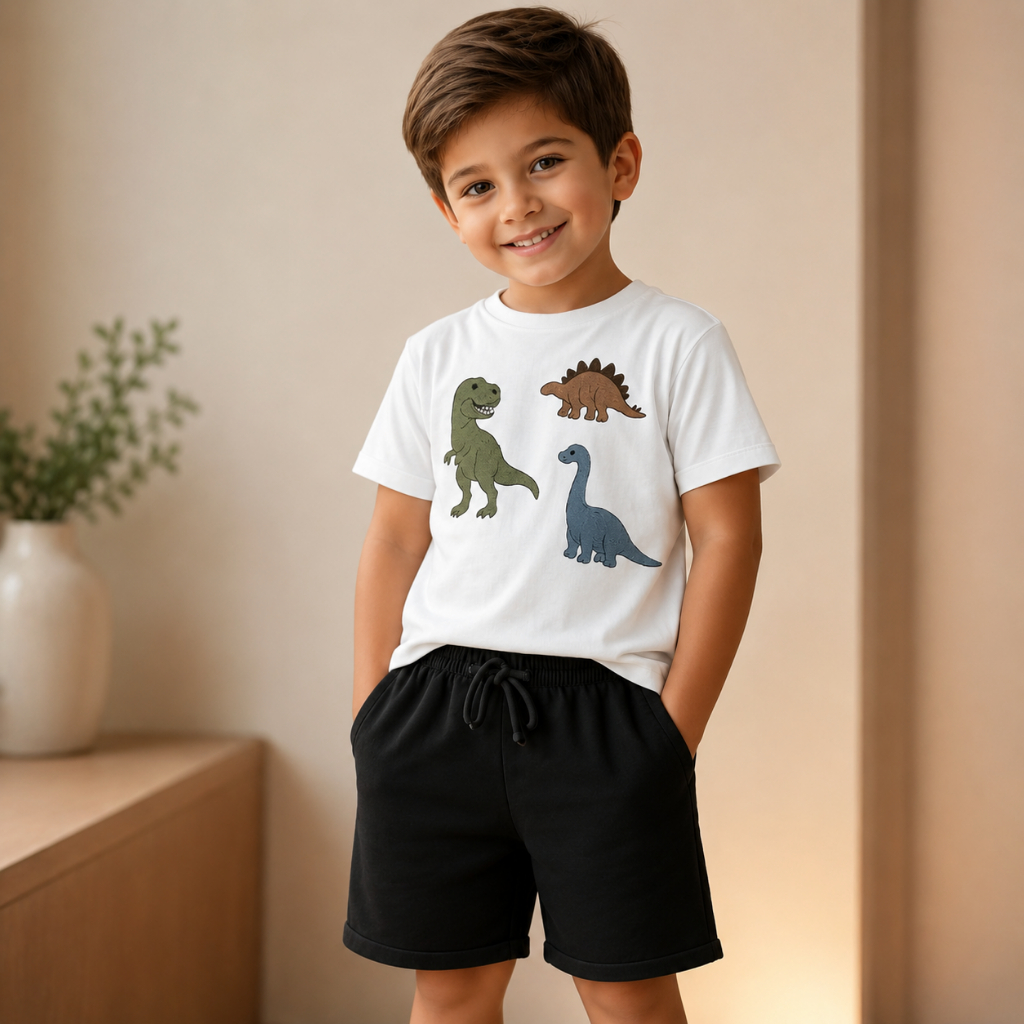 Conjunto Dinossauro Infantil Menino Camiseta Manga Curta + Short Roupa Infantil Verão