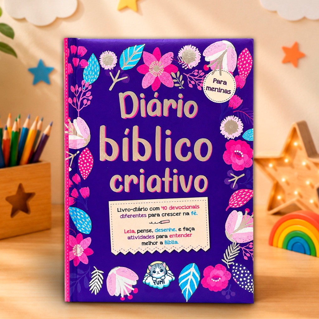 Livro Infantil Devocional Diário Bíblico Criativo para Meninas | Atividades Educativas da Bíblia