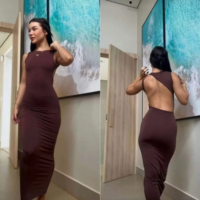 vestido femenino elegante costas nua
