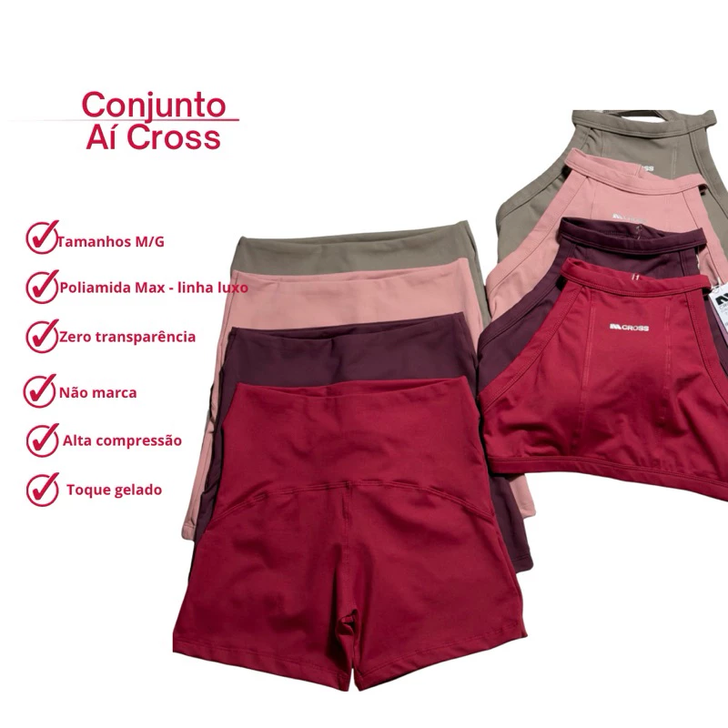 Roupa de academia conjunto fitness feminino  top e short alta compressão - zero transparência — imagem 1