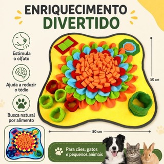 Tapete Olfativo para Cães e Gatos 50x50cm Brinquedo Interativo Pet Enriquecimento Ambiental YH8325