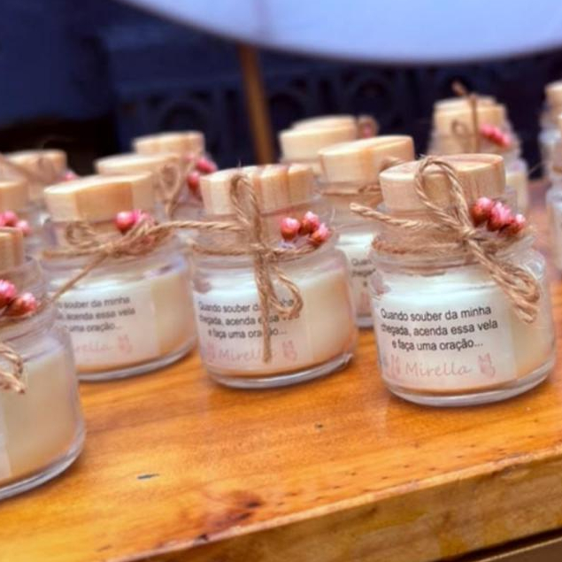 Vela Aromática Personalizada 40ml | Lembrancinha para Chá de Bebê, Casamento, Batizado e Aniversário