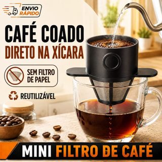 Mini filtro Café Chá Coador Inox Aço Portátil Reutilizável Camping Viagens Dupla