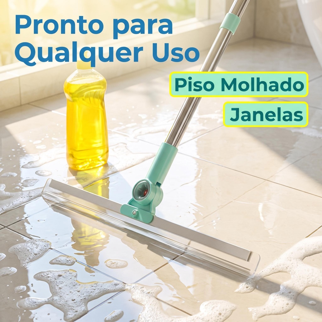 Kit Rodo Giratório Limpador 50cm Multiuso Remove Água Pisos Cerâmicos Banheiro — imagem 2 de 2