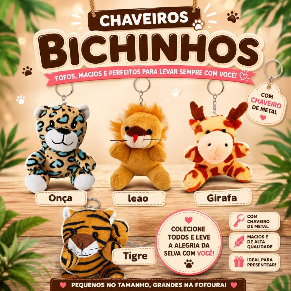 Chaveirinho Decorativo Fofinho Para Bolsa e Mochila | Acessório Volta às Aulas | Lembrancinha