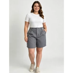 Bermuda Plus 46-52 Alfaiataria Com Bolso Fechamento Botão e Zíper 110