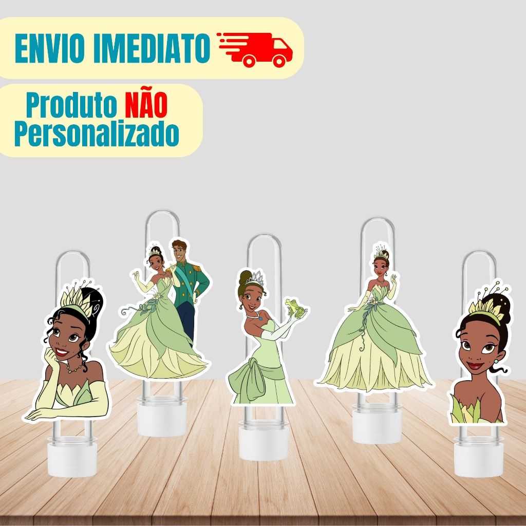 Aplique Tag Para Tubete Tiana A Princesa e o Sapo | Personalizado | Lembrancinha Festa Infantil | Aniversário