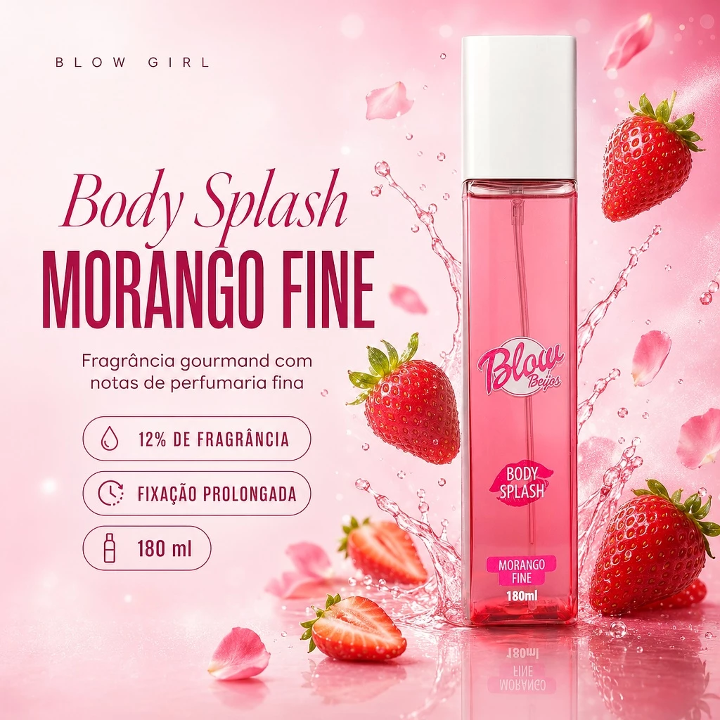 Body Splash Feminino Blow Girl Morango Fine  Fragrância Gourmand com Notas de Perfumaria Fina 180ml — imagem 1