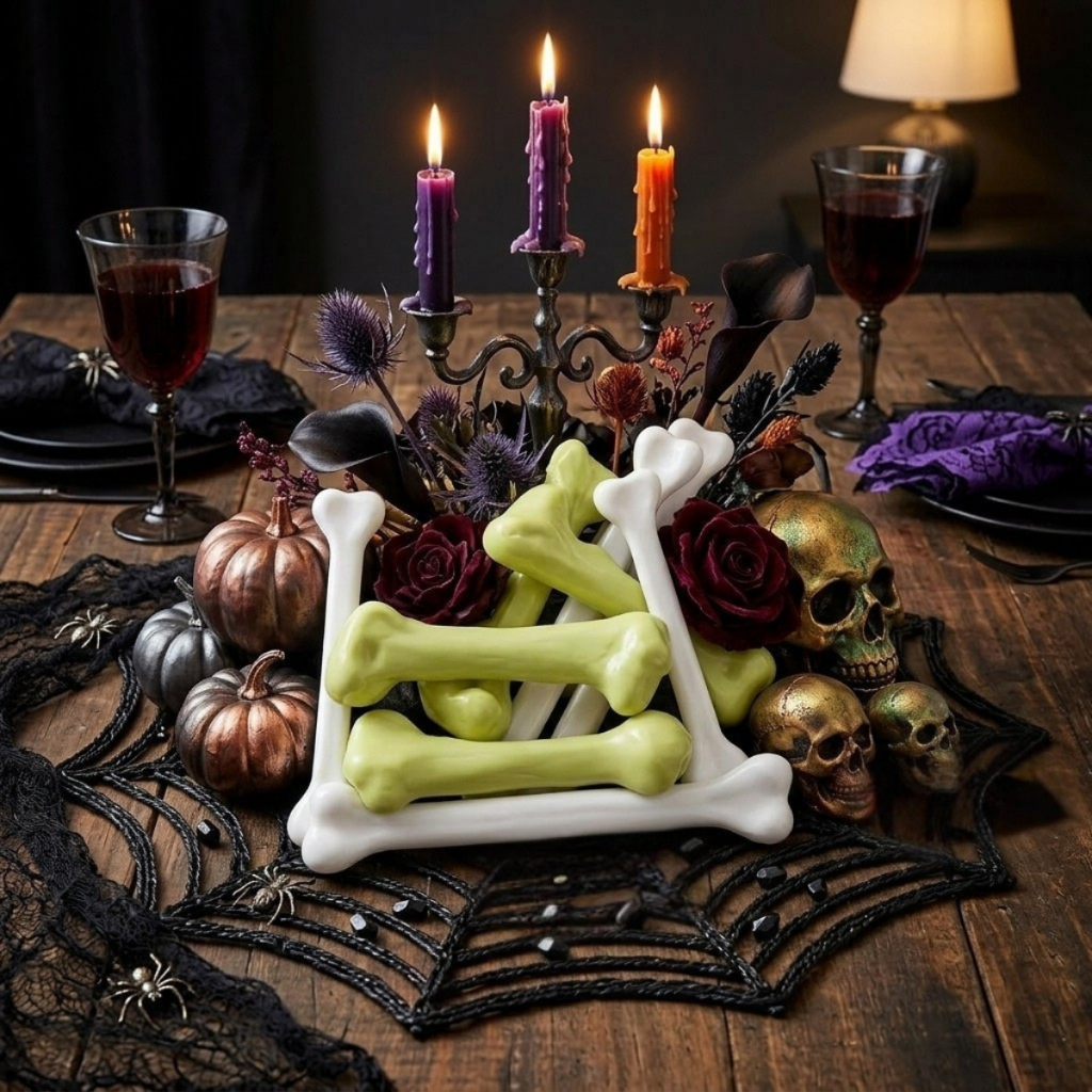 Kit Ossos Decorativos Halloween C/10 Unidades Decoração Festa Terror #PartiuFesta · foto 2