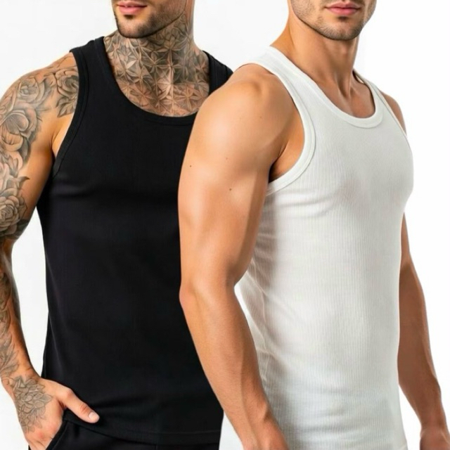 Kit 2 Regata Canelada Masculina Premium Estilo americana Fitness Academia Casual Verão Confortável Básica