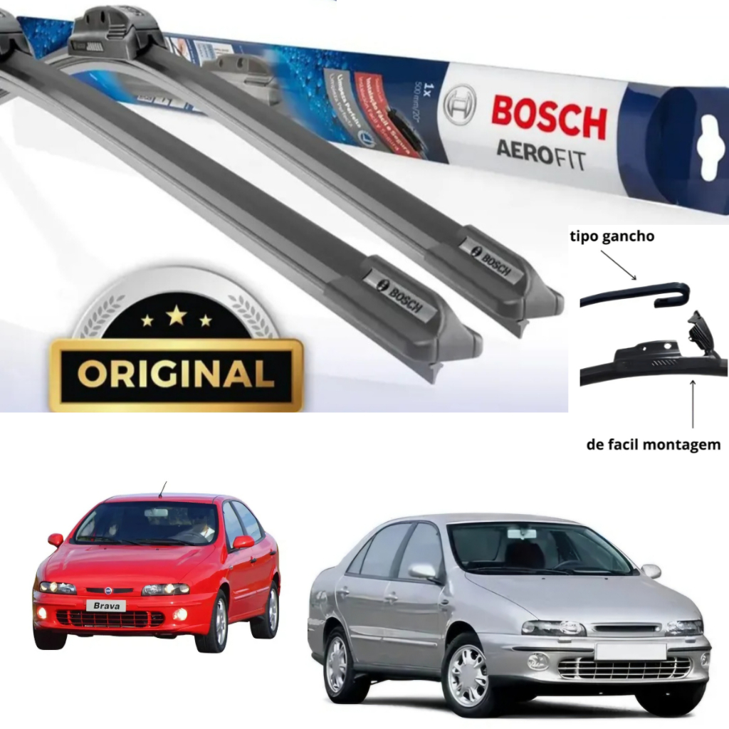 Par Palheta Limpador Parabrisa Bosch Fiat BRAVA 1999 2000 2001 2002 2003 ORIGINAL BOSCH
