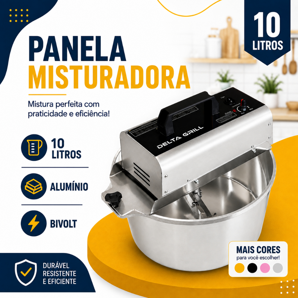 Panela Misturadora Mexedora Automática 10L Brigadeiro Doces Massas Bivolt