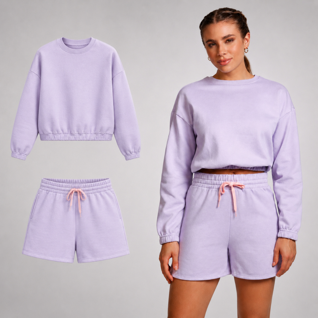Vita by Lovito Conjunto Moletom Blusa e Shorts Esportivo SEB20182048