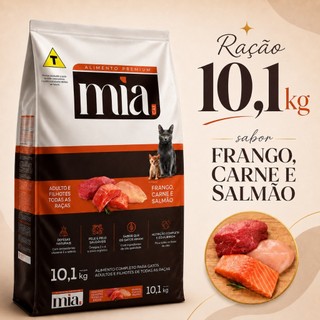 Ração Gato MiaCat 10,1kg Todas As Raças Filhote e Adulto 27g Proteína Sem Corante Artificial