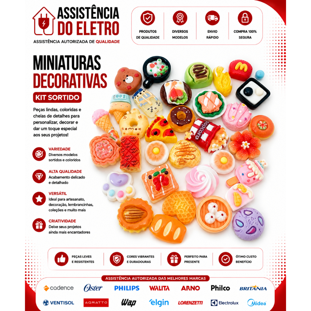 Kit Miniaturas de Comidas e Bebidas para Casa de Boneca Cozinha