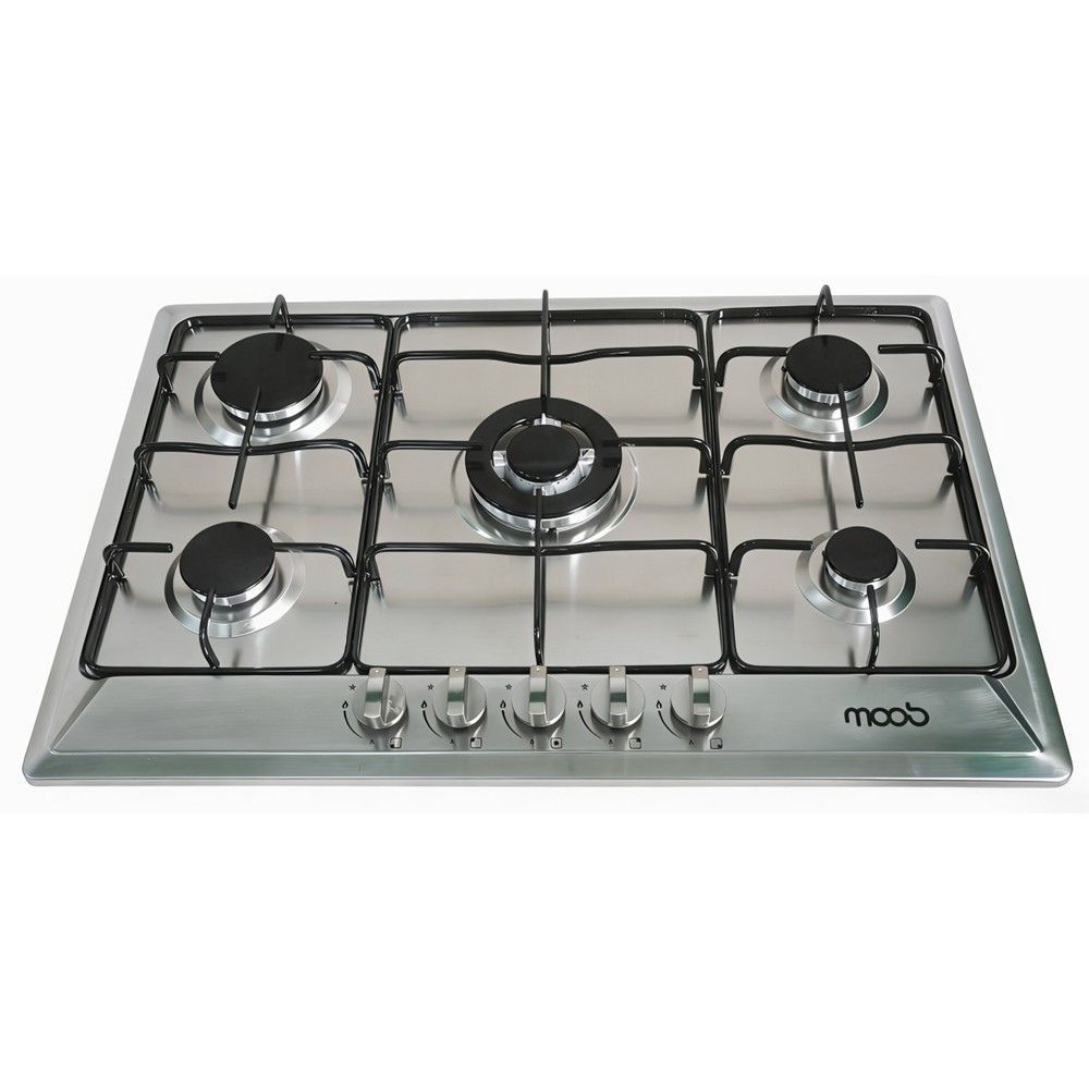 Cooktop Moob 5 Bocas Aço Inox Tripla Chama Acendimento Automático Bivolt