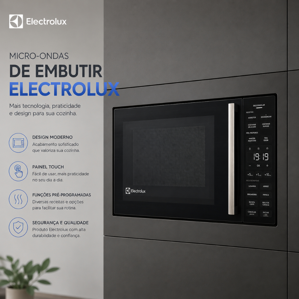 Micro-ondas de Embutir Electrolux ME3BP 34L Preto Experience Descongelamento Assistido