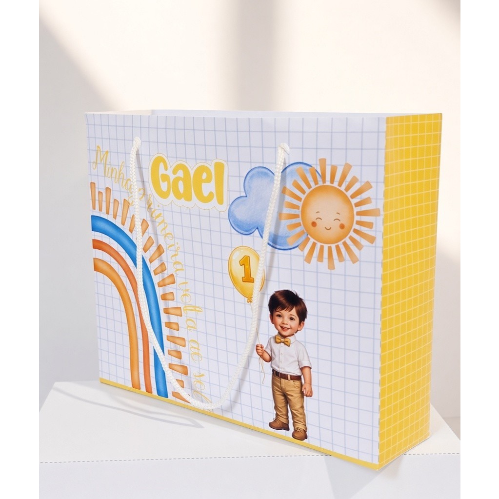SACOLINHA G PERSONALIZADA PARA FESTA DE ANIVERSÁRIO LEMBRANCINHA PRIMEIRA VOLTA AO SOL