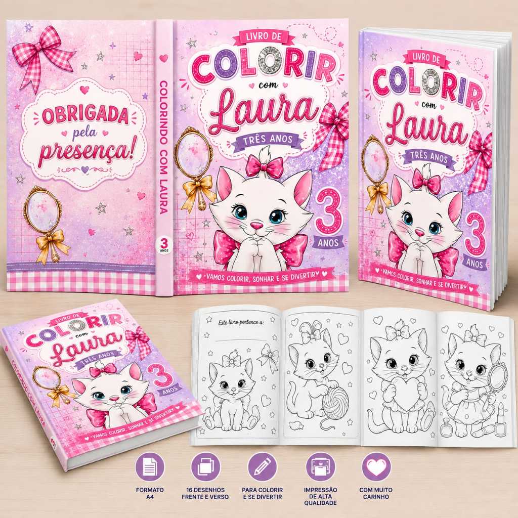 Livrinho Gata Mari  para colorir personalizado  - lembrancinhas de aniversário infantil
