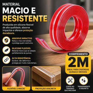 Fita Adesiva Protetor de Quina Borda Silicone Berço Móveis Mesas cantos 4M