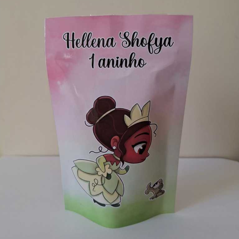 KIT SAQUINHOS ZIP LOCK TRANSPARENTE 10X15 PERSONALIZADOS - PRINCESA TIANA E O SAPO  ( TODOS OS TEMAS ) LEMBRANCINHAS /