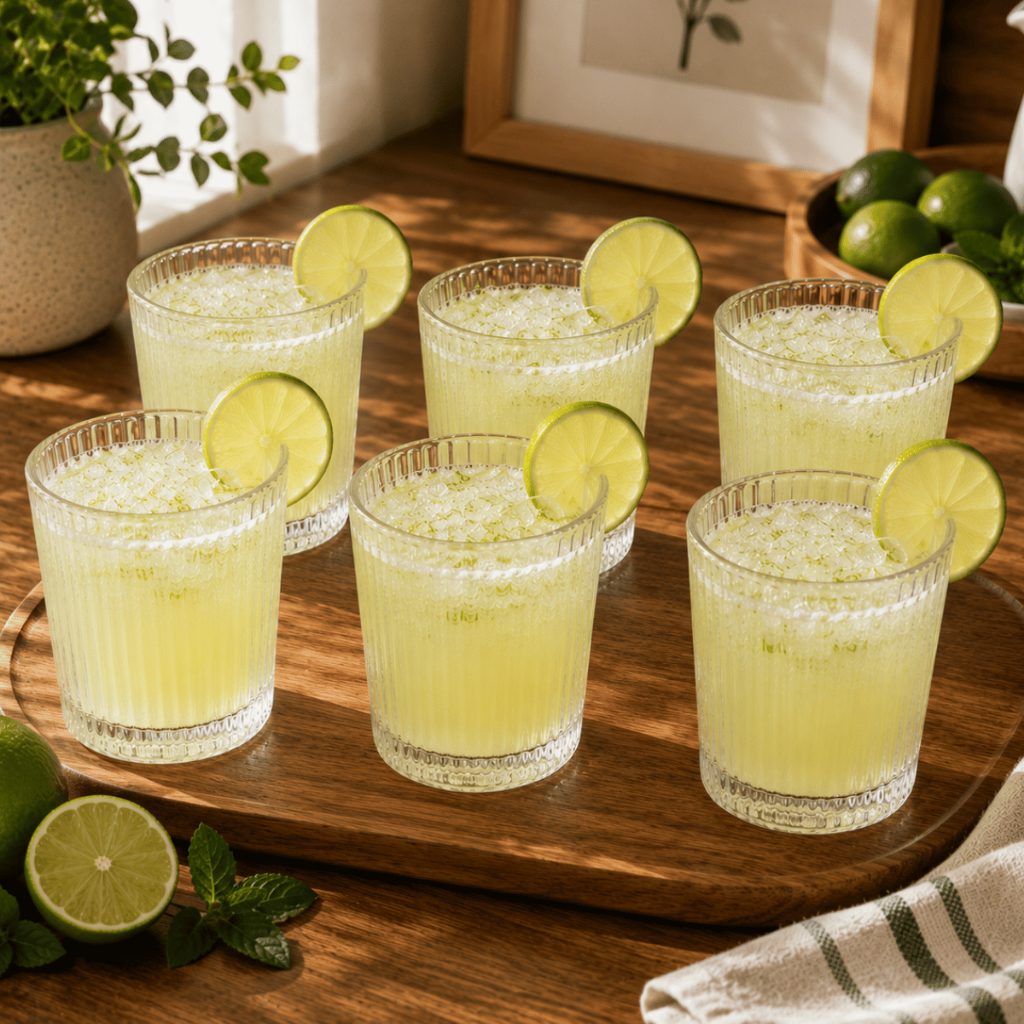 Jogo de Copos 6 PEÇAS Vidro CANELADO 340ml Transparente  Bar Restaurante Whisky Drinks Bebidas