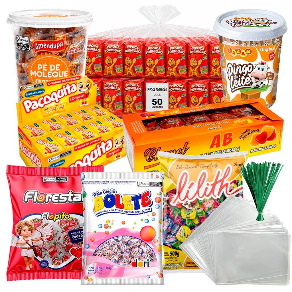 Kit Cosme e Damião / Dia das Crianças Lembrancinha para 50 pessoas - 8 Doces Sortidos Embalados Individualmente