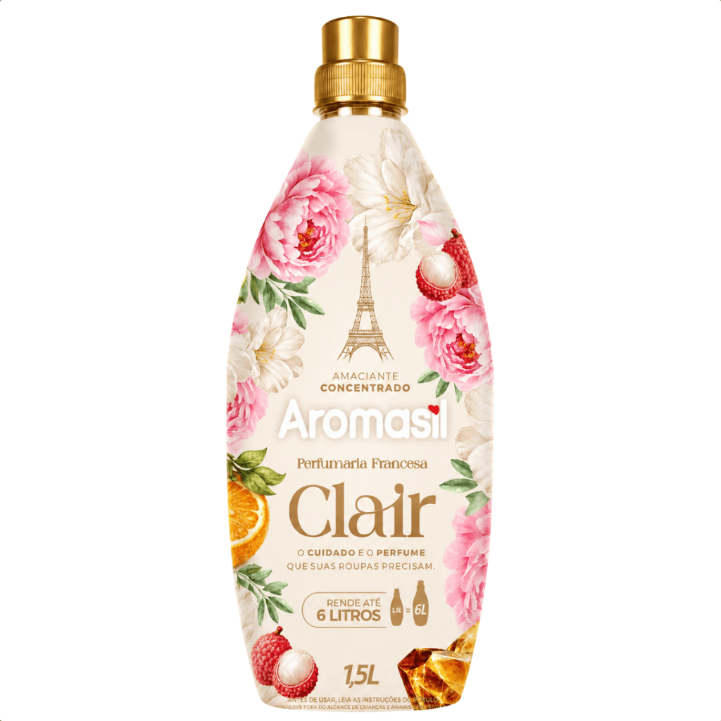 Amaciante Concentrado Aromasil Clair 1,5L Perfumaria Francesa Roupas Macias e Perfumadas