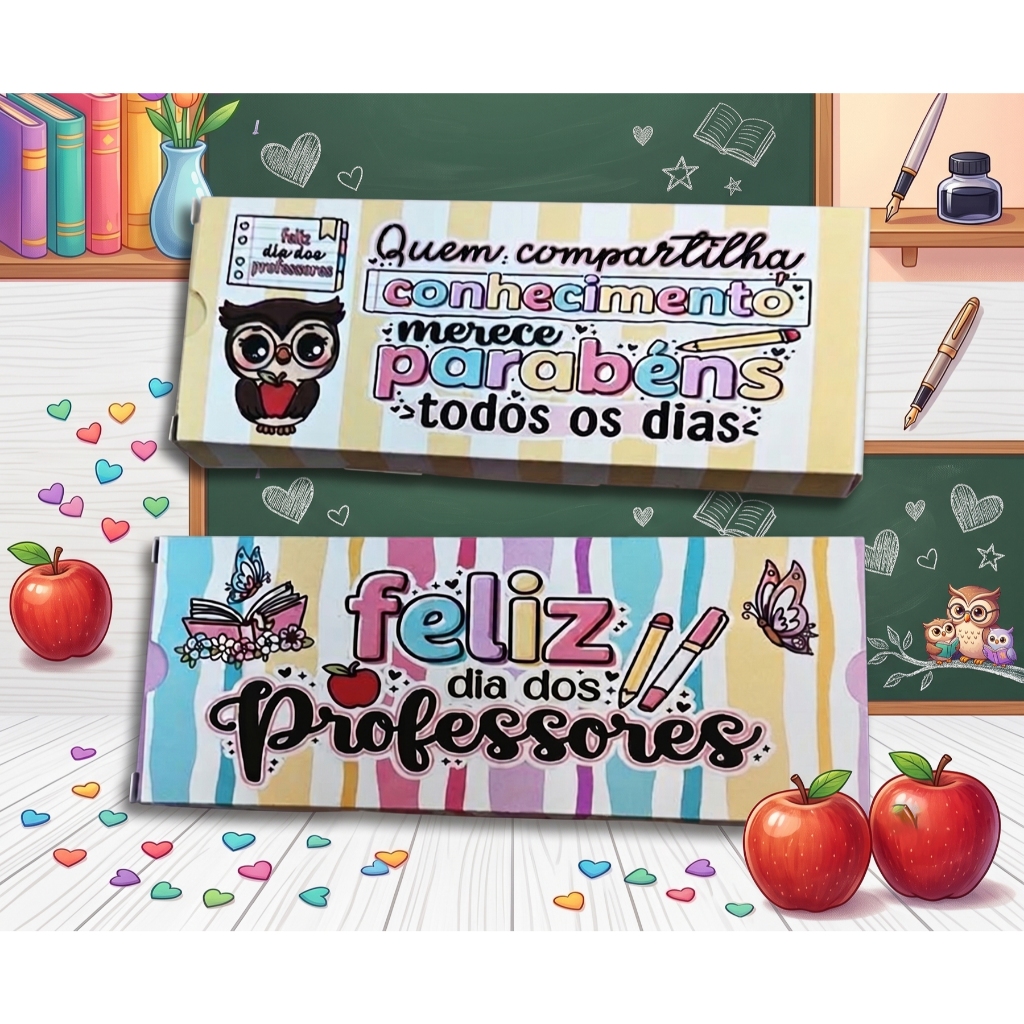 Dia dos Professores Caixa Porta Tablete Barra 80g Chocolate