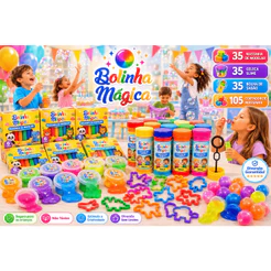 Kit 35 Slime + Massinha Modelar + Bolha Sabão + 105 Cortado de Massinha Lembrancinha dia das Criaças