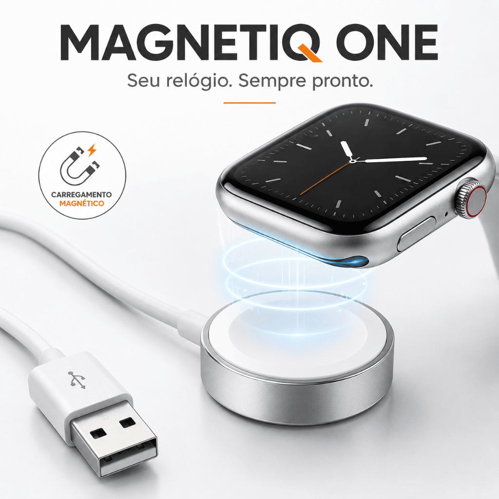 Carregador Magnético Smartwatch Indução USB Branco