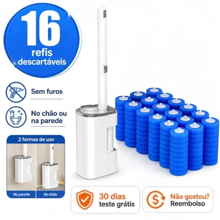 Toilet Brush with Disposable Refills, Toilet Cleaning Holder, 16-Refill Kit — imagem 1