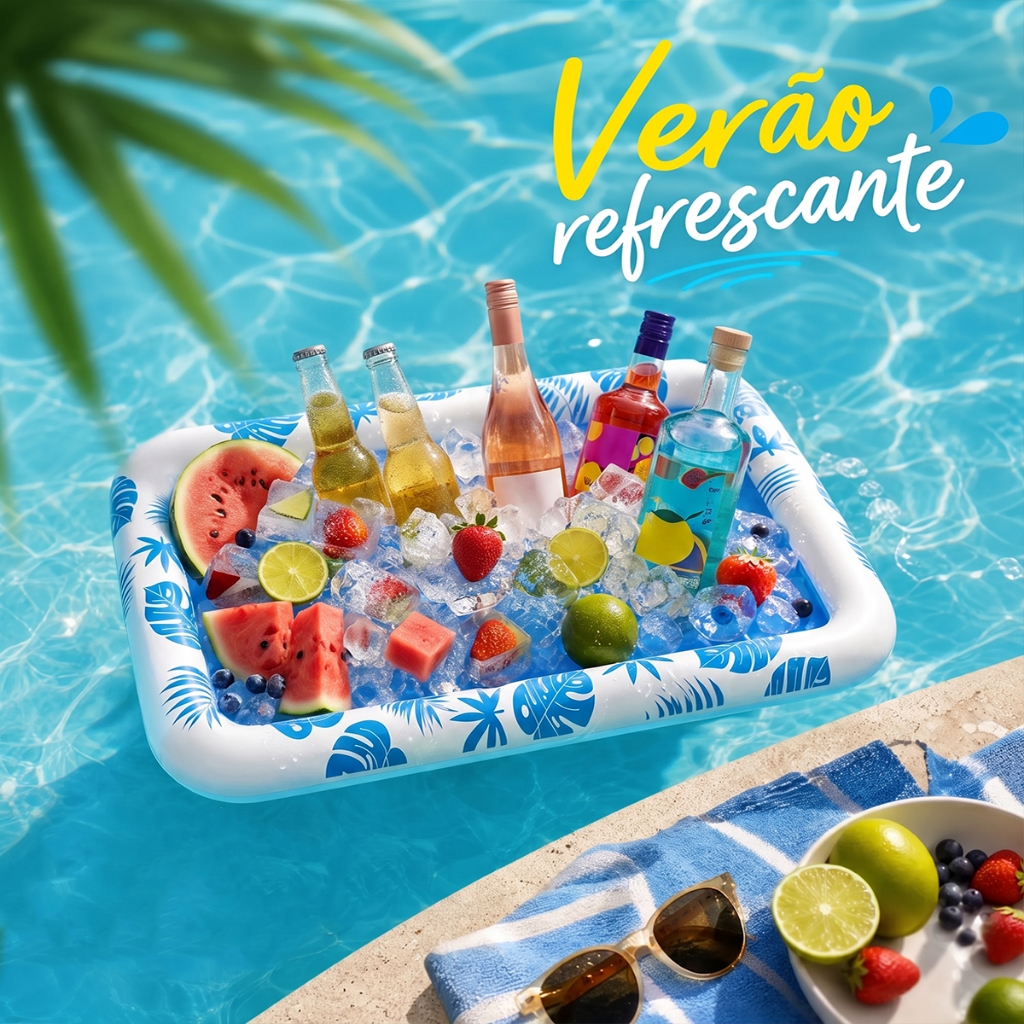 Bandeja Flutuante Inflável Para Bebidas De Piscina , Tamanho Portátil , Grande Capacidade , Adequada Suprimentos De Fest — imagem 2 de 2
