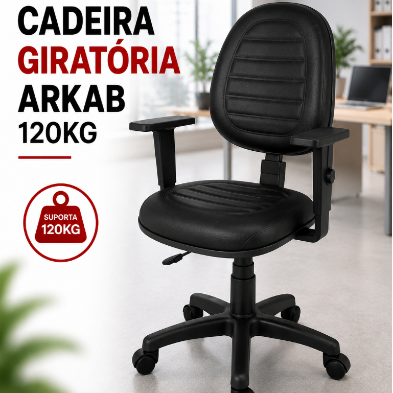 Cadeira de Escritório Executiva Ergonômica Giratória Backsystem Braços Reguláveis Courvin