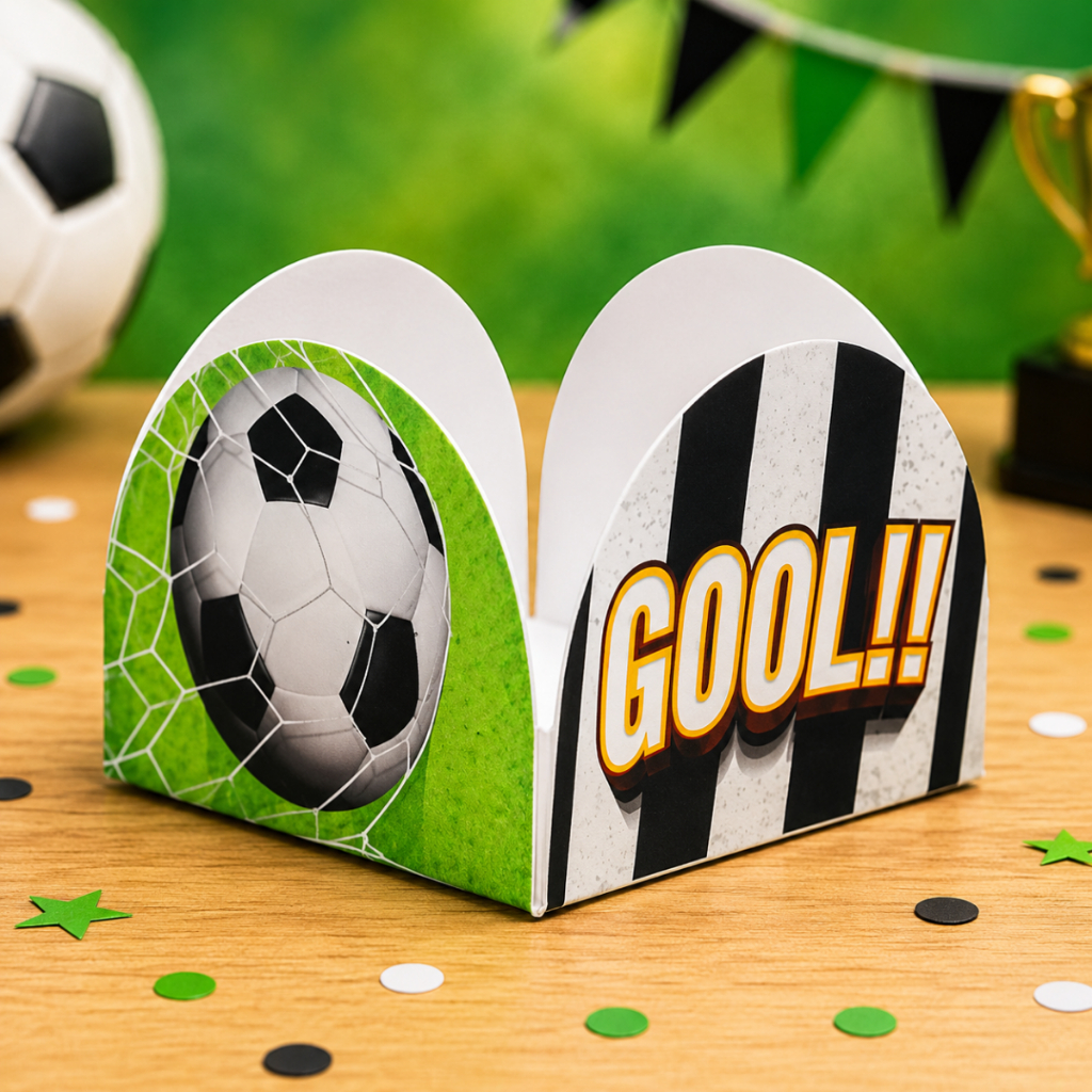 Kit 50 Forminha 4 Petalas p/ Doces Futebol Gol