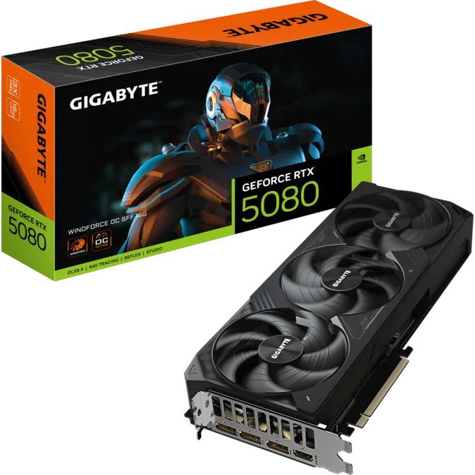 PLACA DE VIDEO GIGABYTE RTX 5080 WINDFORCE OC SFF 16GB GDDR7 256BITS - GV-N5080W
