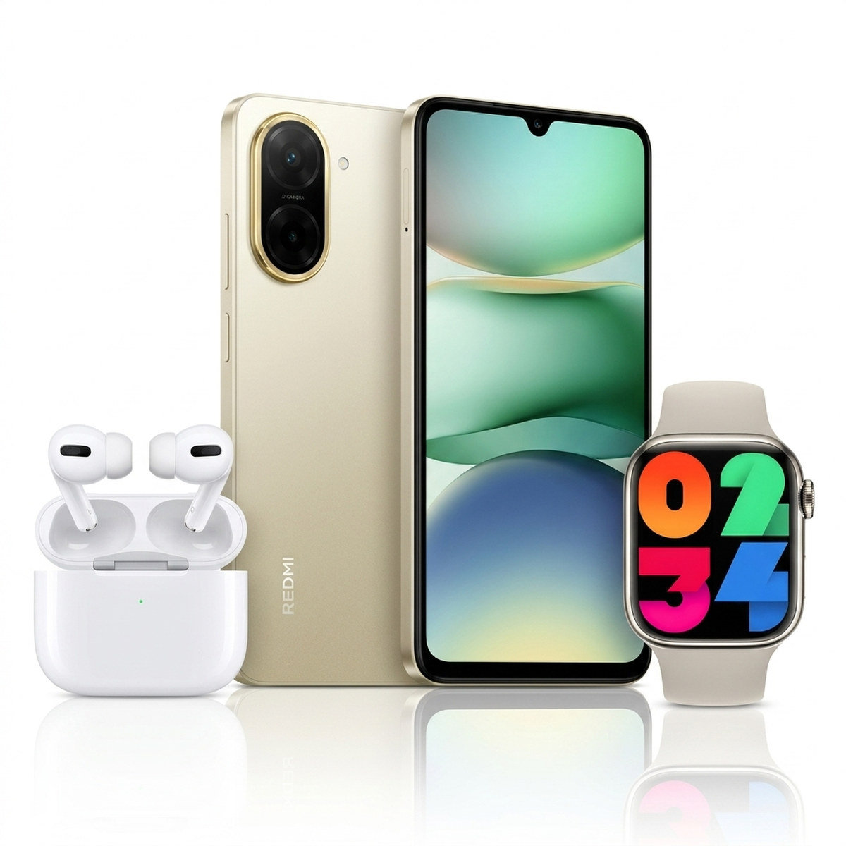Xiaomi Kit Celular Redmi A5 4 Gold + Relogio Xh9 + Fone DE Ouvido Air Pro 2 128G