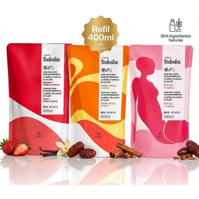 Refil Creme Hidratante Corporal Tododia 400ml - Escolha a Fragrância