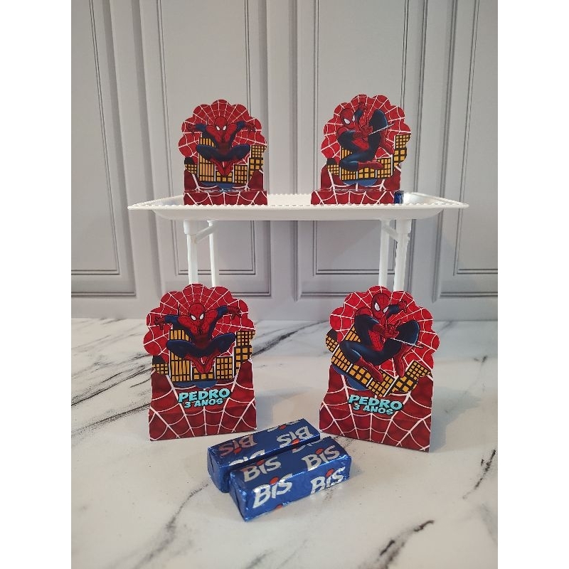 kit Porta bis duplo personalizado Homem aranha pegue e monte lembrancinhas decoração de festa