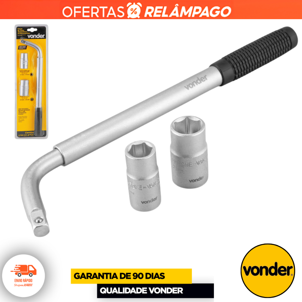 Chave De Roda Automotivo Prolongável 3 Peças Telescópica Soquetes Vonder Universal Original Cromado
